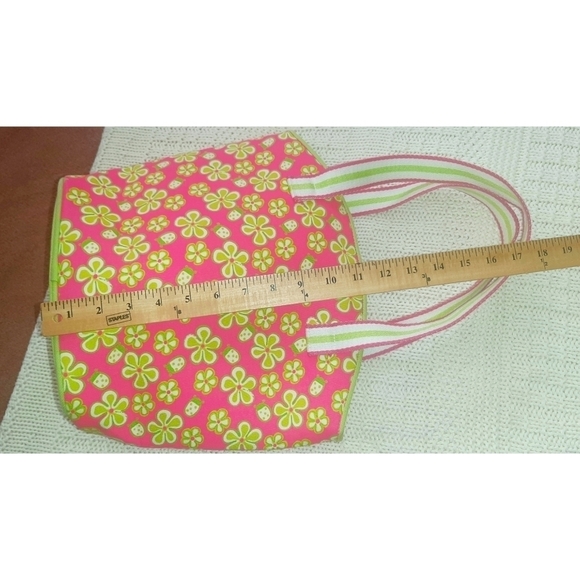 Lilly Pulitzer Dune Buggy Floral print purse Pink and Green Tote Lady Bug - Picture 4 of 9